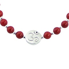 Gemstone and Silver Bead Bracelet with Polished Silver OM Bead 3