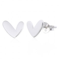 Stylish Unique Heart 925 Silver Stud Earrings by BeYindi
