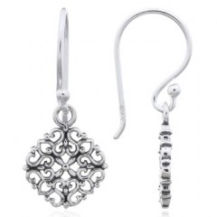 Tiny Flower Vintage Style Dangle Earrings 925 Sterling Silver by BeYindi 