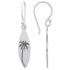 Palm Tree Surfboard 925 Silver Dangle Earrings by BeYindi 