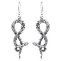 Mamba Snake 925 Sterling Silver Dangle Earrings by BeYindi