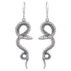 Rough Scaled Snake 925 Sterling Silver Dangle Earrings by BeYindi