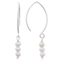 Simply Elegant Freshwater Pearl Dangle 925 Silver Earrings by BeYindi