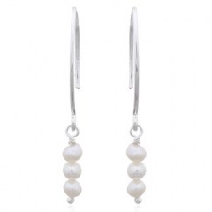 Simply Elegant Freshwater Pearl Dangle 925 Silver Earrings by BeYindi 