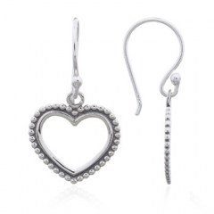 Ornate Vintage Heart Dangle Earrings 925 Silver by BeYindi 