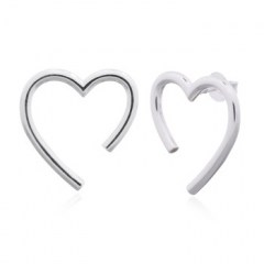 Large Stylish Heart Stud Earrings 925 Sterling Silver by BeYindi