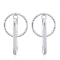 Linked Circle And Oval 925 Silver Stud Earrings by BeYindi 