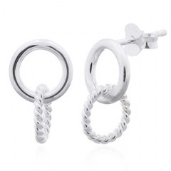 Interlocked Twisted Circle Stud Earrings 925 Silver by BeYindi