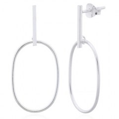 Bar And Oval Drop 925 Silver Stud Earrings by BeYindi