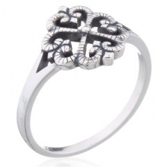Floral Ajoure Antiqued 925 Silver Ring by BeYindi