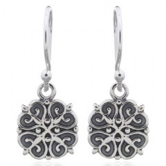 Floral Ajoure Antiqued 925 Silver Dangle Earrings by BeYindi