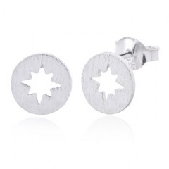 Mini Star Vector Brushed Stud Earrings 925 Silver by BeYindi