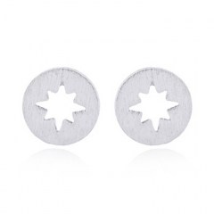 Mini Star Vector Brushed Stud Earrings 925 Silver by BeYindi 