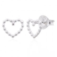 Dotted Lovely Mini Heart 925 Silver Stud Earrings by BeYindi