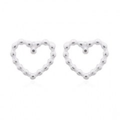 Dotted Lovely Mini Heart 925 Silver Stud Earrings by BeYindi 