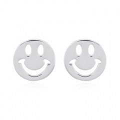 Happy Face Emoji 925 Silver Stud Earrings by BeYindi 