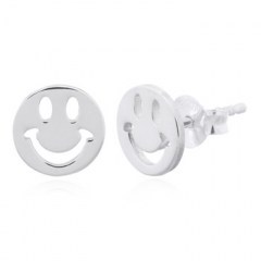 Happy Face Emoji 925 Silver Stud Earrings by BeYindi