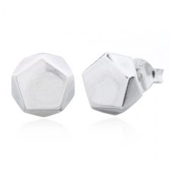 Geometric Polygon 925 Silver Stud Earrings by BeYindi