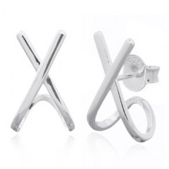 925 Sterling Silver X Loop Stud Earrings by BeYindi