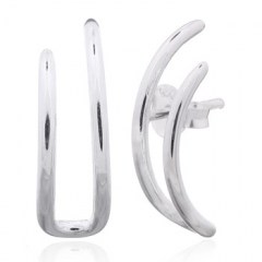 Plain Double Hook 925 Silver Stud Earrings by BeYindi