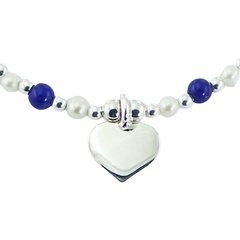 Gemstone and Pearl Bead Bracelet with Silver Heart Charm 3