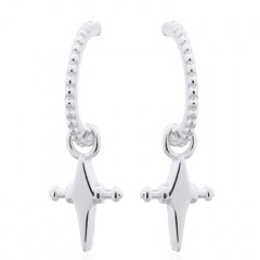 Pointed Cross Hook Stud Earring 925 Sterling Silver by BeYindi 
