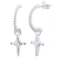 Pointed Cross Hook Stud Earring 925 Sterling Silver by BeYindi