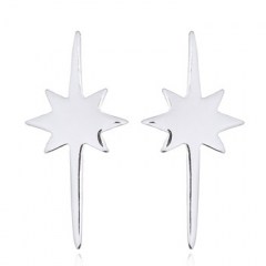 Sparkling Pole Star 925 Silver Stud Earrings by BeYindi 