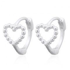 Mini Beaded Heart 925 Silver Huggie Earrings by BeYindi