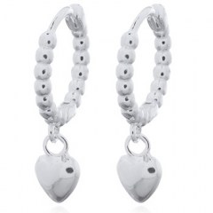 Little Heart Charm Bead Huggie Earrings 925 Silver by BeYindi