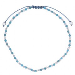 Blue Apatite And Rainbow Moonstone With 925 Silver Polyester Bracelet by BeYindi
