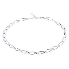 Slightly Twisted Chain Link 925 Sterling Silver Necklace by BeYindi