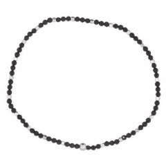 Stretchable Dashing Black Agate With Silver Beads Bracelet by BeYindi