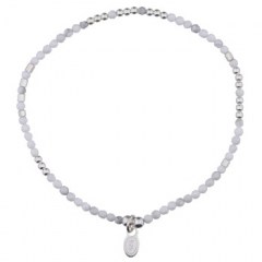 Howlite White Stone With 925 Silver Charm Stretchable Bracelet by BeYindi
