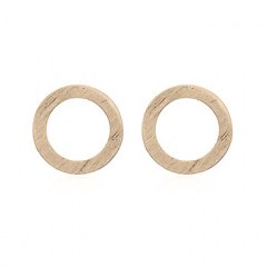 Brushed Silver 8mm Circle Studs Gold Plated by BeYindi 