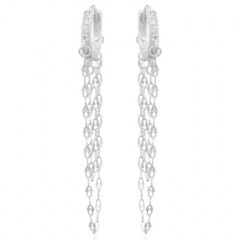 Captivating CZ Huggie Chain Drop 925 Silver Earrings by BeYindi 