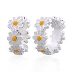 Pretty Delightful Flower Enamel Huggie Earrings 925 Silver by BeYindi