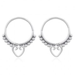 Boho Chic Beaded Heart Sept Earrings 925 Silver by BeYindi 