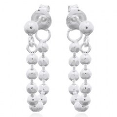 925 Silver Beaded Chain Stud Earrings by BeYindi 
