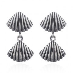 Cockle Shells Linked 925 Silver Stud Earrings by BeYindi 
