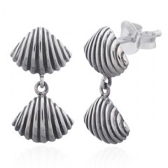 Cockle Shells Linked 925 Silver Stud Earrings by BeYindi