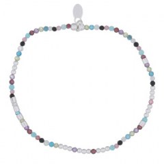Fancy Multi-color Stones With 925 Silver Charm Stretchable Bracelet by BeYindi