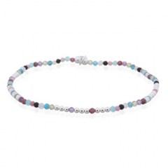 Fancy Multi-color Stones With 925 Silver Charm Stretchable Bracelet by BeYindi 