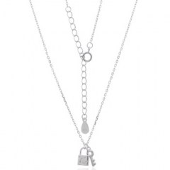 Adorable Matching Lock And Key 925 Silver Necklace by BeYindi
