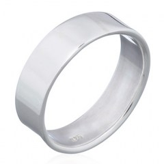 Basic 925 Silver Band Ring Rounded Edges High Polish by BeYindi