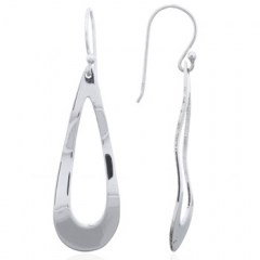 High Polish 925 Silver Twisted Flat Teardrop Dangle Earrings by BeYindi 