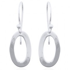 High Polish 925 Silver Small Twisted Flat Oval Dangle Earrings by BeYindi