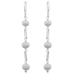 925 Silver Freshwater Pearls on Links Dangle Earrings by BeYindi