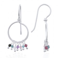 925 Silver Drop Earrings with Set of Dangling Mixed Stones by BeYindi 