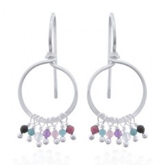 925 Silver Drop Earrings with Set of Dangling Mixed Stones by BeYindi